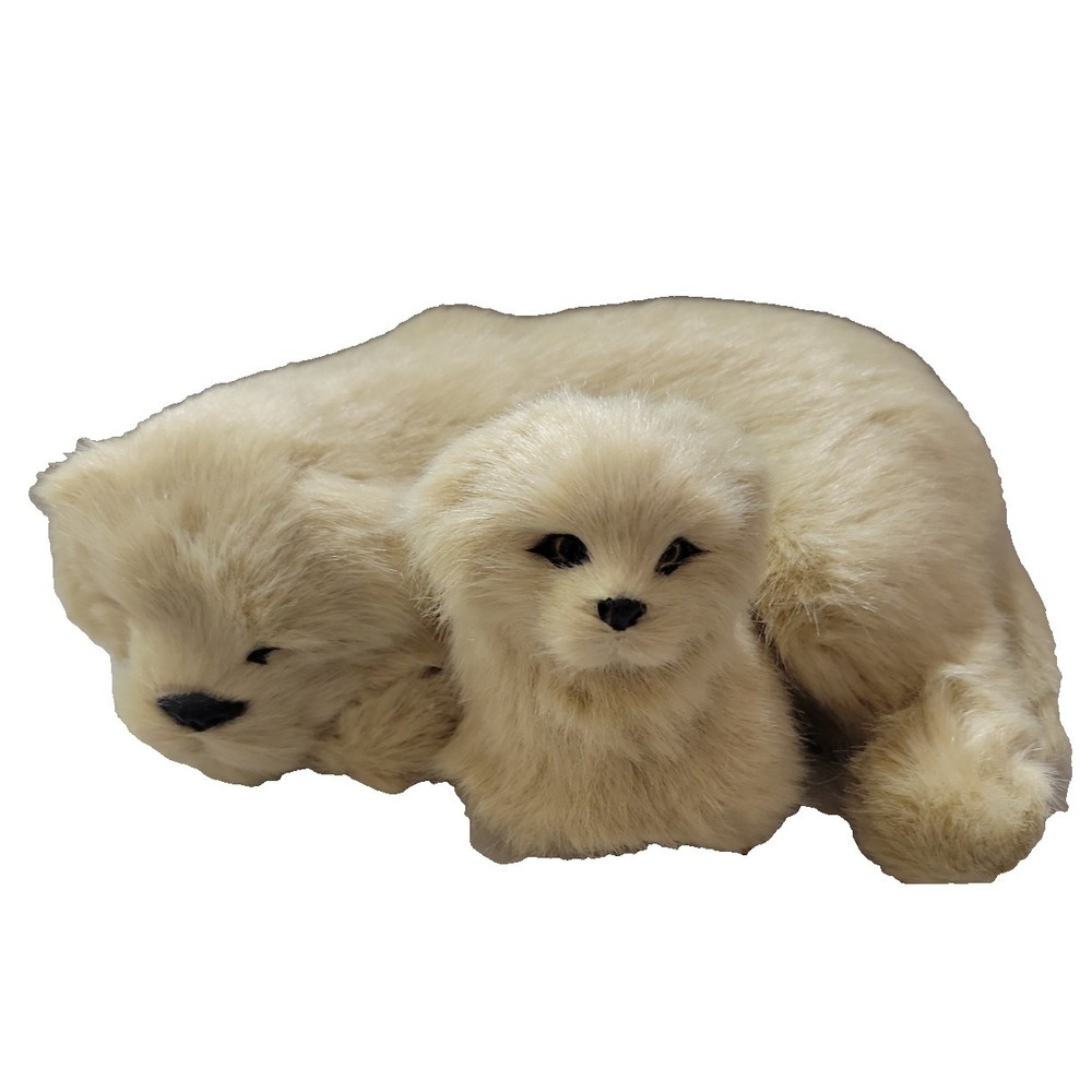 Realistic‎ Fur Mama dog and her Puppy Figurine Doll